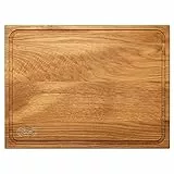 B4K® 40х30x4cm | Küchenbrett aus Eiche | Antibakterielle Oberfläche | Geölt | Tranchierbrett | Schneidebrett | Hackbrett | Frühstücksbrett | Servierbrett | Brotbrett (Hackbrett mit Saftrillen)