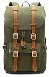 EverVanz Canvas Leder Rucksack Reise Wandern Outdoorrucksack Daypacks für 15 Zoll Laptop großer Rucksack für Schule