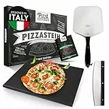 Pizza Divertimento [DAS ORIGINAL] - Pizzastein für Backofen und Gasgrill [3er Set] - Mit Pizzaschieber & Pizzaschneider - Cordierit Pizza Stein - Pizza Stone knuspriger Boden - Inkl. e-Rezeptbuch