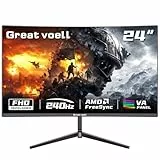 Great voell 24 Zoll 240Hz Curved Gaming Monitor, MPRT 1ms, VA Display, FreeSync, PC Bildschirm, niedrige Bewegungsunschärfe, für FPS Gaming, Rahmenlos, FHD(1920 x1080), HDMI/DP, VESA