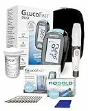 GLUCOFAST Duo Blutzuckermessgerät Bundle (mg/dL) – inkl. 50 Teststreifen & 100 Lanzetten | Starter-Set für sofortige Diabeteskontrolle | präzise Messung & einfache Anwendung