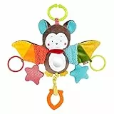 Fehn 067712 Activity-Spieltier Fledermaus – Motorikspielzeug zum Aufhängen mit Spiegel & Ringen zum Beißen, Greifen und Geräusche erzeugen – Für Babys und Kleinkinder ab 0+ Monaten