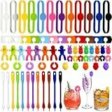 Huanmin 70 Stück Glasmarkierer Buntes, Glas Markierung TrinkgläSer, Glasmarker Silikon, Glasmarkierer, Weinglasmarkierer für Weinglas, Tassen, Trinkglas