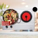 Klarstein Glaskeramik Kochfeld, Einbau-Kochfeld mit 2 Platten, 2400 W Elektro Kochfeld zum Kochen, Modernes Glaskeramikkochfeld, Glaskeramik Herdplatte mit 2 Kochfelder, Einbau Kochfeld Keramik