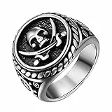 OIDEA Herren Ringe, Retro Pirat Totenkopf Schädel Skull Herrenring, Punk Rock Stil Edelstahl, Silber, Ringgröße 60 (19.1)