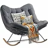 YITAHOME Übergroßer Schaukelstuhl, breite Schaukelliege mit extra dickem Sitzkissen, bequemer Loungesitz für den Innen- und Außenbereich, Wohnzimmer, Terrasse, Garten, Veranda (Grau)