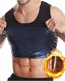Beotyshow Herren Sauna Weste Saunaanzüge Body Top Shapewear Fitness Korsett Schwitweste Sport Gym Tank Top Kompressionsshirt Ärmellos T-Shirts, Blau, XL