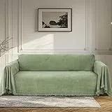 BellaHills Sofa Überzug 3 Sitzer Wasserdicht Sofaüberwurf Kratzschutz Sofa Katze Sofabezug Waschbar Chenille Sofaschoner Schutzdecke Couch Überzug Grün