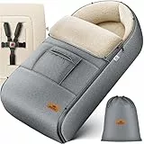Kidiz® Babyfußsack Baby Fußsack Winterfußsack Babyschale mit Reißverschluss Kuschelsack Babydecke Kinderwagen waschbar verschließbarer Kopfteil,Tasche, passend für alle Kinderwagen, Jeans Grau