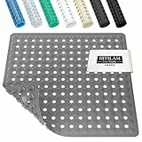 HITSLAM Duschmatte rutschfest, Antirutschmatte für die Dusche 53x53cm, Badewannenmatte mit Saugnäpfen-100% BPA-frei, Quadrat Rutschmatte Dusche schimmelresistent & maschinenwaschbar, Grau