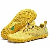 SAGUARO Barfußschuhe Herren Traillaufschuhe Damen Atmungsaktiv Fitnessschuhe Männer Outdoor Indoor Sportschuhe Wanderschuhe Leicht Schnell Trocknend Wassersportschuhe Frauen Strand Gelb 43 EU