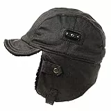 Comhats warme Trappermütze mit Kunstleder Hut Unisex Fliegermütze Fellmütze Erwachsenen für Herren Schwarz 58CM