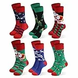 Moonlight Manor Weihnachten Socken für Männer, 6-Pack Herren Weihnachtssocken, Weihnachten Crew Socken DE Größe 37-46