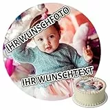 J&M DECO Personalisiert Tortenaufleger – essbares Tortenbild mit Foto & Text – Ø 20 cm Kuchenaufleger aus Zuckerpapier – individuelle Tortendeko für Geburtstag, Motto-Party, Kinderfeier