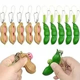 AINIUNIU 10 PCS Anti-Stress Entlastende Squeeze Toys Squeeze Bean Schlüsselanhänger Squishy Erbsenkapsel Stress Spielzeug, Lustige Fidget Toys, Bean Bohne Anhänger Schlüsselanhänger, Partygeschenke