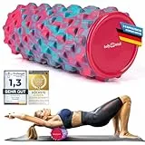 Body & Mind® Faszienrolle Massage-Rolle Fitnessrolle Sportrolle Therapierolle; Faszien-Training am Oberkörper, Nacken, Rücken, Beine, Waden & allen anderen Muskelgruppen; 33 x 14,5 cm; Pink-Blau