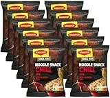 MAGGI Magic Asia Instant Nudel Snack Chili, asiatisches Fertiggericht, 12er Pack (12 x 62g)