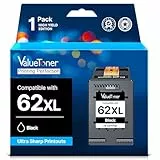 Valuetoner 62XL Schwarz Kompatibel für HP 62 Druckerpatronen 62XL Schwarz für HP Officejet 250 Mobile Patronen Envy 5540 5640 7640 5548 5646 5544 Officejet 5740 5742 (1 Pack, Schwarz)