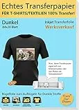 TransOurDream A4X20 Blatt+2 A3 Silikonpapier,ECHTE Inkjet Bügelfolie,Transferpapier für Dunkle Stoffe,Inkjet Textilefolien,Transferfolie für dunkle T-Shirts und Textilien,Transfer paper