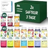 LiveFresh 2x Saftkur 3 Tage – 42 Säfte (250ml) & 18 Shots (60ml) kaltgepresst¹ – 743 Kalorien pro Tag