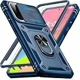 Giyer Panzerhülle für Samsung Galaxy A57 5G Hülle mit Schutzfolie, Handyhülle Case mit Kameraschutz 360° Metall Ring Ständer, Stoßfest Schutzhülle für Samsung A57 5G Cover Tasche (Blau)