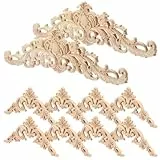 10 Stück Holz Ornamente 30 x 8 cm Holzschnitzerei Applikation Stuckleisten Wand Ornamente für Möbel Ecke Onlay Applique Möbe Geschnitzt Corner Holzornamente für Möbel