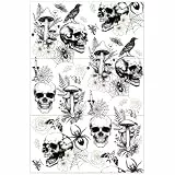 OLYCRAFT 3 Stück/Set Abziehbilder Zum Aufreiben Für Möbel Und Bastelarbeiten 30x15cm Möbelaufkleber Mit Totenkopf Und Spinne Transferaufkleber Mit Blumen Und Schmetterlingen Abziehbilder