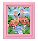 Pracht Creatives Hobby Pixel P31442 Mosaik Geschenkverpackung Flamingos, Pixelbild mit Rahmen, kinderleichtes Stecksystem, ohne Bügeln und Kleben, Steinchen aus Biokunststoff
