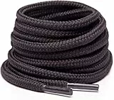 Miscly Schnürsenkel Rund, Extrem Reißfest für Arbeitsschuhe, Stiefel und Wanderstiefel (114 cm, Schwarz)
