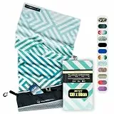 WOODSANDWAVES Fitness Handtuch 50x125 cm mit Design, Geräteüberzug, Magnetclip & Reißverschlusstasche – Sporthandtuch aus recyceltem PET für Gym – schnelltrocknend, geruchsneutral