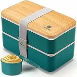 Sinnsally Lunch Bento Box Japanisch für Erwachsene,1400ml Brotdose mit Fächern Lunchbox mit Besteck,Vesperbox Brotzeitbox Brotbox Essensbox Frühstücksbox Vesperdose Jausenbox