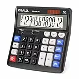 OSALO Taschenrechner große Tasten Extra großes Display 12-stelliger Tischrechner Bürorechner Schwarz (OS-200ML)