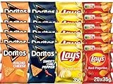 Doritos & Lays Mini-Pack 20x35g/44g – Gemischte Chipsbox mit Nacho Cheese, Sweet Chili Pepper, Salted & Red Paprika – Snackmix für unterwegs, Party & Alltag