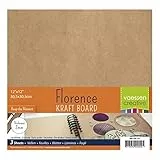 Florence Pappe zum Basteln - 30,5 x 30,5 cm - 2 mm Dicker Kraft Board- 3 Stück Bastelkarton - Kraft Braun - zum Buchbinden, Scrapbooking und Journaling, Kraftbraun