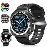 Smartwatch Herren Damen, 2025 AMOLED 3D Touch-Display Fitness Tracker mit Telefonfunktion, 1.43″ Fitnessuhr mit Herzfrequenz/Schlafmonitor/LED Taschenlampe/130+ Sportmodi, IP68 Wasserdicht Sportuhr