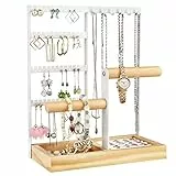 Fenghome Schmuckständer, Mehrschichtige Schmuckhalter Kettenhalter kettenständer Ohrringhalter Ohrring Aufbewahrung für Ringe Ohrringe Armbänder Uhren und Accessoires (Weiß)