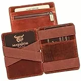 MATADOR Magic Slim Wallet Herren Leder Kreditkartenetui mit Münzfach | Karten Geldbeutel Geldtasche Portemonnaie Herren RFID Schutz & Geschenk-Box | Mini Wallet Kartengeldbeutel Männer Vintage Braun