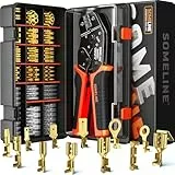 SOMELINE Crimpzangen Set, 12 Arten [0,25-2,5mm²] Flachsteckhülsen Set, Flachsteckhülsenzange, Spade Steckverbinder Krimpzange, Crimpzangen Tool, Crimp Zange, Crimpwerkzeug, Crimp Tool, Presszange