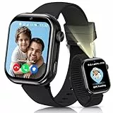 Smartwatch Kinder mit GPS und Telefon, Kinderuhr mit SIM, Videoanrufe, Sprachchat, Schulmodus SOS SMS Schlafmonitor, IP68 Wecker Schrittzähler Taschenlampe Kinder Smartwatch für Mädchen Jungen Schwarz