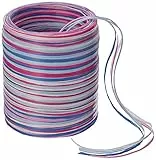 PRÄSENT C.E. Pattberg Raffia-Multicolour Bastband pink-blau-weiß, 50 m Geschenkband zum Einpacken, 5-strängiges Bastelband für Geschenke, Zubehör zum Dekorieren & Basteln