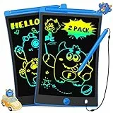 TEKFUN 2 Stück LCD Schreibtafel Kinder Zeichenbrett 8,5 Zoll Bildschirm Umweltfreundlich Bunten Maltafel Zaubertafel mit Lanyard, Lernspielzeug Geschenke für 3 4 5 6 7 Mädchen Jungen (2*Blau)