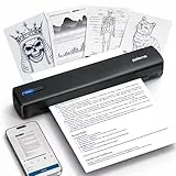 POLONO Thermodrucker A4 Wireless für Reisen, Mobiler Drucker A4 Unterstützung für 8.5'x11' US Brief, Tragbarer drucker Kompatibel mit iOS, Android, Laptop für Büro, Auto, Schwarz