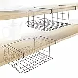 KD Essentials 2× Unterregal und Aufbewahrungskorb, Gitter-Design – Allround-Organizer & praktischer Hängekorb für Küche & Vorrats-Schrank (hygienisch zu reinigen) oder Büro, aus Metall für Regalböden
