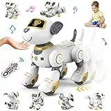 Vatos Roboter Hund Kinder Ferngesteuerter Spielzeug - Interaktiver Anfassen und Folgen Roboterhund mit 17 Funktionen, programmierbarer Tanz Musik RC Hund Roboter Spielzeug für Mädchen 3-12 Jahren
