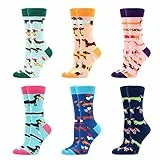 WeciBor Damen Lustige Bunte Socken, 6 Paar Mehrfarbig Dackel, Größe 39-42