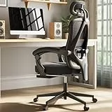 Dowinx Ergonomischer Bürostuhl Mit Kopfstütze, Lendenwirbelstütze, Chefsessel Mit Fußstütze, Höhenverstellbar, Verstellbare Rückenlehne, Mesh, 150kg, Schwarz