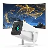 Mini Beamer Elektrischer Fokus, Android und Integrierten Apps, Tragbarer Projektor mit WiFi 6 Bluetooth Unterstützt 1080P, Auto Trapezkorrektur, Beamer Handy 270° Dreh Kompatibel mit TV Stick, HDMI