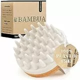 BAMBUA Kopfhaut Massagebürste - (Anti-Schuppen Effekt) Kopfmassage Bürste - Zur Kopfmassage beim Duschen - Premium Scalp Massager - Utensilienset Massage inkl. E-Book „Gesunde Kopfhaut“ (Weiß)