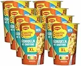 MAGGI 5 Minuten Terrine XL Käsenudeln mit Croutons, leckeres Fertiggericht mit Instant Nudeln, Pasta-Snack in käsig-cremiger Sauce mit Röstzwiebeln, 8er Pack (8 x 87g)