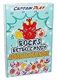CAPTAIN PLAY Rocks Bonbons Adventskalender 2025 mit 300g, Retro Süßigkeiten Geschenkidee, besondere Weihnachtsdeko
